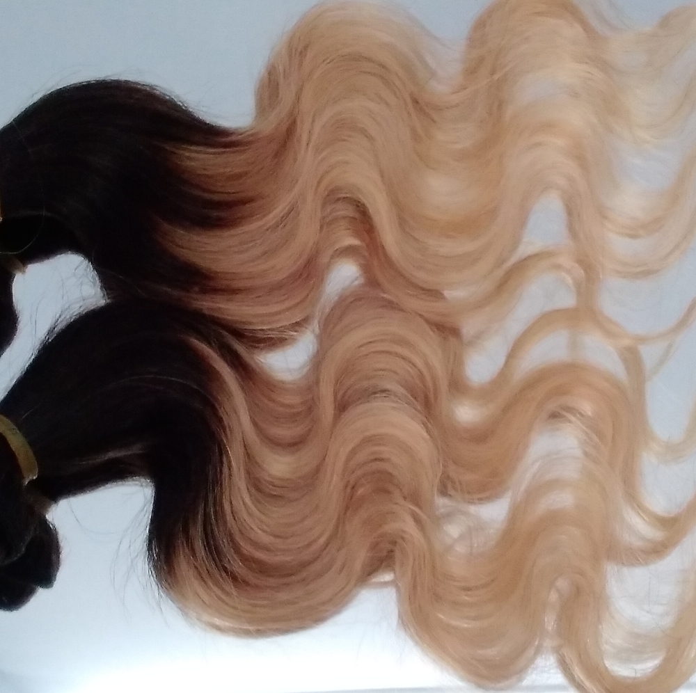 Ombre Dark Brown and Blonde Human Hair Extensions
